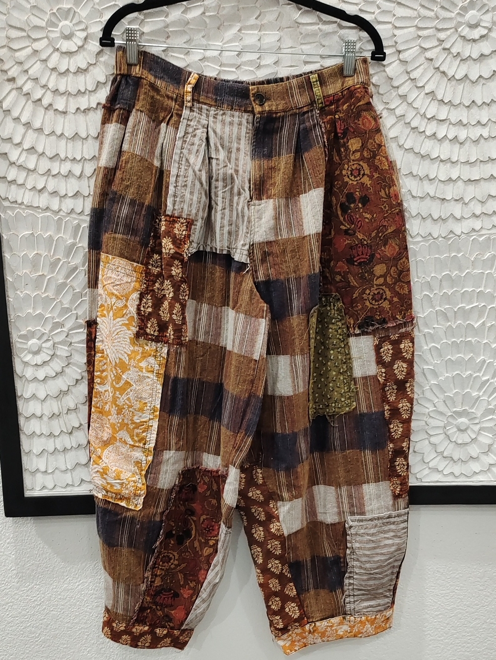 Oli & Hali Brown Multi Patchwork Distressed Vintage Wash Pants - Picture 3 of 8